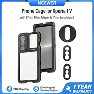 NEEWER Phone Cage Video Rig สำหรับ Sony Xperia 1 V พร้อมอะแดปเตอร์ฟิลเตอร์ 67 มม. เมาท์เลนส์ 17 มม. 