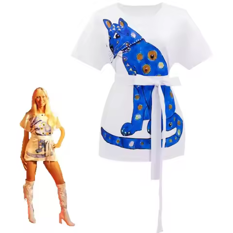 Anime Cosplay Costume Agnetha Girl Disguise Anni-Frid Agnetha Cat Dress Movie 70s Women Costume Vint