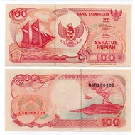 uang kertas kuno 100 rupiah perahu layar garuda merah tahun 1991