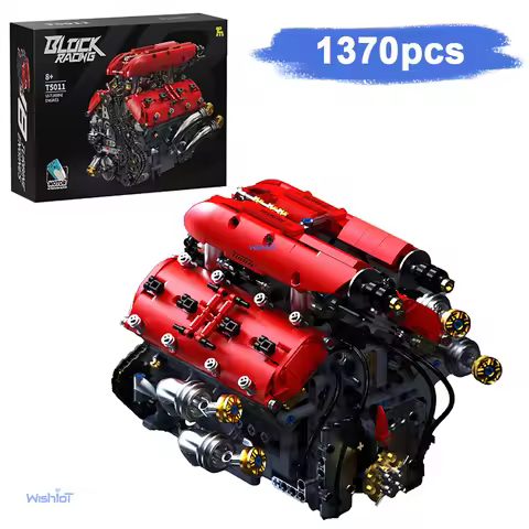 T5011 V8 Turbo Engine Model Electric Motorized 1370PCS Building Kit Sports Car Blocks Teens Adults D
