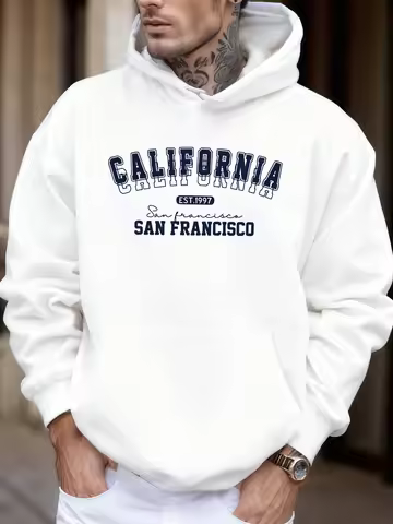 California San Francisco Est 1997 Print Soft Loose Hoodies Fleece Autumn Sportswear Men'S Sport Jogg