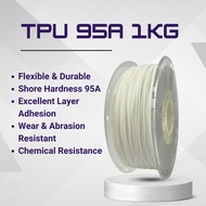 TPU Fleksibel Putih 95A 1.75mm 1kg | 3D Printer Filament for High Speed | Stok Ready Malaysia