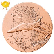 Us Air Force F-16 Combat Falcon Commemorative Coin International Fighter Red Copper Coin Collectible