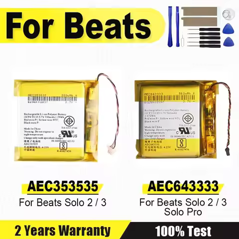 New AEC353535 Headset Battery AEC643333 for Beats Solo 2.0 3.0 Studio 2 3 Pro Solo2 3 Brand-New Batt