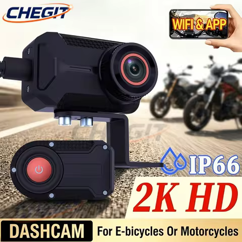New 2K QHD WIFI IP66 Waterproof Motorcycle Dash Cam DVR Front Camera for Motorcycle Electric Mountai