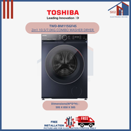 TOSHIBA TWD-BM115GF4S 2in1 10.5/7.0KG COMBO WASHER DRYER with SMART WIFI CONTROL - Morandi Gray - 4 TICKS