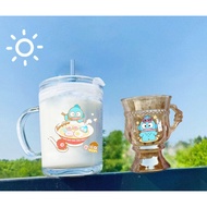 Hangyodon sanrio clownfish glass cup lolita cup with handle and straw lid 140ml 400ml C29U11 cute ca