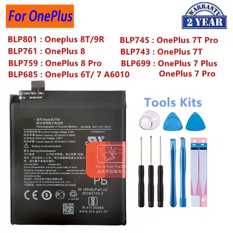 Orginal BLP801 BLP761 BLP759 BLP745 BLP743 BLP699 BLP685 Battery For OnePlus 8T/9R/ 8 /Pro/8/7T Pro/