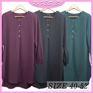 [Size 40-52] GLAMOUR Blouse Labuh Fursan Button Neck Long Sleeve/ Blaus Muslimah Labuh Perempuan Len