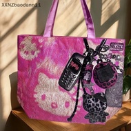 XNZ 1Pcs Cute KT Cat Shopping Handbag HelloKitty Y2K Baddie Aesthetic Double-sided Large Capacity Sh
