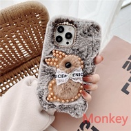 น่ารักกระต่าย Fur Plush โทรศัพท์สำหรับ VIVO V21 V20 X70 X60 S1 Y35 Y33S Y76 Y15A V23 Y20I Y17 Y11 Y12S Y21 Y31 Pearl โทรศัพท์