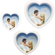 White Heart Picture Frames Set of 3. 5x5,6x6,7x7 inch. Plastic Frame, Plastic Film. Only for Wall.