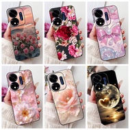 Case For For Itel P55 4G A666L A666LN Cover Fashion Flower Bowknot Soft Black Silicone Casing For It