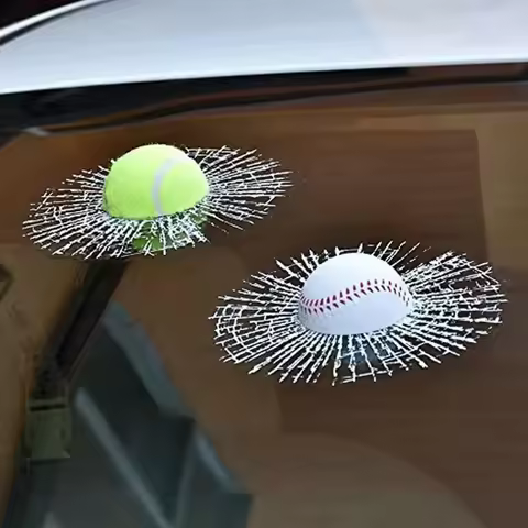 1pc Car Hits Decal Ball Stickers Sticker 3D Glass Adhesive Self Car Styling Baseball Football Tennis