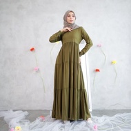 Gamis Susun Rayon Twill tebal Premium Tiga wanita Muslim Terbaru Gamis Canda Bahan Rayon Polos Busui