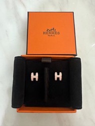 全新Hermes Mini Pop H 耳環(粉拼金)