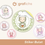 [54 pcs] Stiker Bulat Makanan Custom Desain Template Cheff CF01 - CF06 by Grafichs