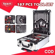 REAIM Tools Set 187PCS For Motorcycle Socket Wrench Set Heavy Duty with Metal Box