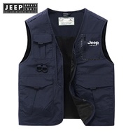 Jeep Spirit 1941 Estd Tank Top Mens Multi Pocket Tank Top Tactical Motorcycle Driver Mens Coat Summe