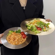 Stainless Steel Cold Noodles Korean Simple Industrial ins Style Steak Plate Household Pasta Salad Ko
