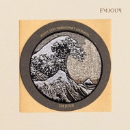 EMJOUR Embroidery Sticker Card-Black White Kanagawa Surfing | Katsushikawa Souvenir Gift Zoo Card