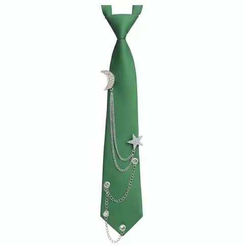 Punk Vintage Style Pre Tied Necktie Star Chain Vintage JK Uniform Tie Adjustable Student Uniform Tie