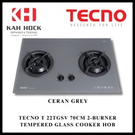 TECNO T 22TGSV 70CM 2-BURNER TEMPERED GLASS COOKER HOB + 1 YEAR WARRANTY