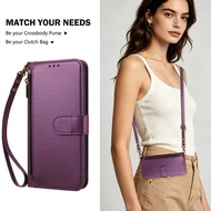 PU leather For Samsung Galaxy S24 Plus Ultra FE Card slot Zipper Wallet style flip cover Phone Case 