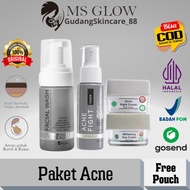 Ms Glow 1 Paket Acne Series Lengkap Kulit Jerawat Original Free