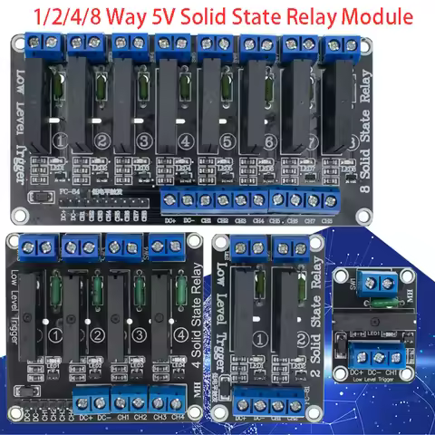 Low Level 5V 1 2 4 8 Channel Solid State Relay Module SSR G3MB-202P 240V 2A Output With Resistive Fu