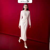 Đầm xếp White Whisper nữ IVY moda MS 39B0005