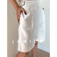 American Retro Gurkha Pants Design Linen Suit Shorts Cropped Pants Loose Bermuda Shorts Women Summer
