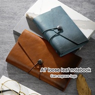 (Can Engrave Logo) A7 Leather Pocket Notebook, Travel Notebook, Business Loose-leaf Notepad, Memo, T