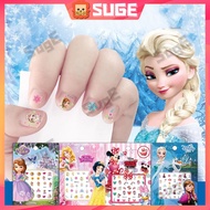 【Suge】Cartoon Frozen Princess Elsa Anna Snow White Makeup Nail Stickers Minnie Mickey Mermaid Stitch