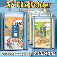 2 Layers A4 File Bag Nylon Mesh Document Bag Zipper Closure File Folder Pouch A4 Paper Stationery St