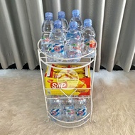 Standing Rak wadah Air Minum Tisu Besi Meja Tamu - Rak Tempat minuman kemasan Aqua Gelas Botol Lebaran