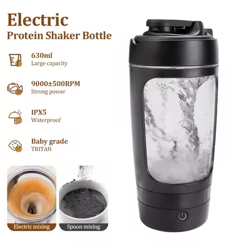 630ml Automatic Electric Mixing Shaker Bottle Long Battery Operated Whey Protein Stirring Cup Gym Fi