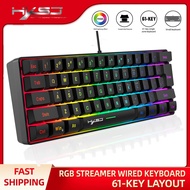 【Worth-Buy】 Hxsj 60% Wired Mechanical Keyboard 61 Keys Gaming Keyboard Rgb Backlit Ultra Compact Ergonomic Keyboard For Pc Mac Ps4 Gamer