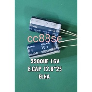 3300Uf 16V ELECTROLYTIC CAPACITOR 12.6*25 ELNA