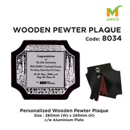 Wooden Pewter Plaque 8034