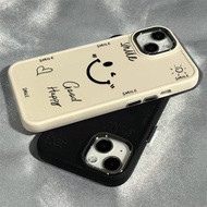 Creative Niche Happy Smiling Face Pattern Phone Casing Compatible for IPhone 15 13 14 12 11 X XR Xs Max 14pro Se2020 7/8 Plus Silicone Shockproof Square Border Frame Case
