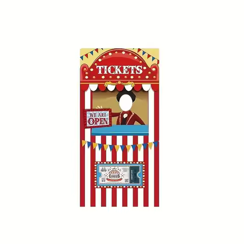 1pc2D flat banner, Carnival Circus theme hollow out photo frame background cloth