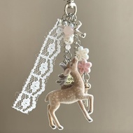 Phone Charm Flocking Deer Mobile Phone Pendant Phone Case Accessories Bag Ornaments Keychain Pendant
