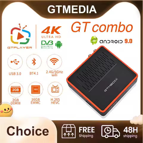 GTMEDIA GT COMBO Android TV box, Android 9.0+DVB-S/S2/S2X,DVB+T/T2/Cable, AUTO BISS, T2MI, Full Powe