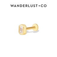 Wanderlust + Co Emerald Bezel Gold Flat Back 14K Gold Plated Hypoallergenic Shower-safe Jewelry