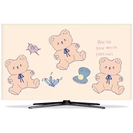 Simple cartoon LCD TV dust cover cloth towel dustproof cover suitable for Curved screen Wall mounted household TV 22 to 80 inch 32 42 50 55 65 70 inch Home TV Decor