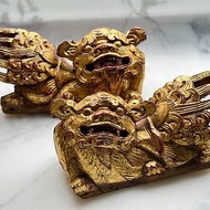 木雕鎏金匾額獅(老件)