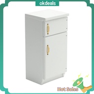 OKDEALS Mini 1:12 Home Appliance Dollhouse Miniature Fridge Wooden White Refrigerator