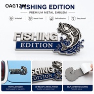 OAG12W Fish C, Metal UV Resistant Fishing Car Emblem, Funny  Design Fishing Edition Adhesive Backing