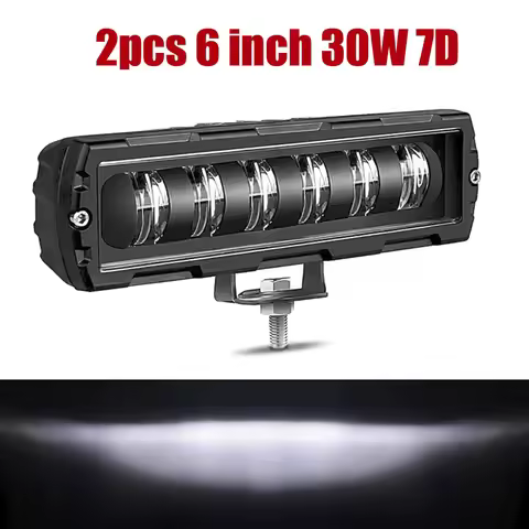 Slim 6" LED Light Bar 7D 30W LED Bar Off Road 4x4 Work Light Driving Fog Light White 6000K For Car T